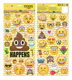 Emoji stickervel Happens 15,5 x 35,5 cm. 2-delig