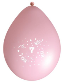 Ballonnen party roze 7 jaar ø 33 cm. 6 st.