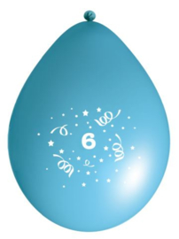 Ballonnen party licht blauw 6 jaar ø 33 cm. 6 st.