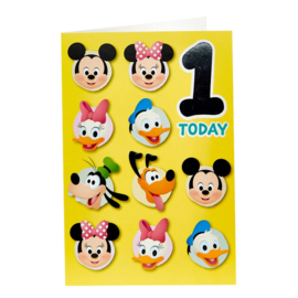 Disney Mickey Mouse friends verjaardagskaart 1 jaar | Mickey Mouse feestartikelen | Magic Moments For Kids