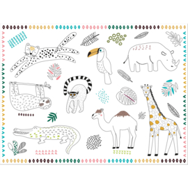 Zoo Party kleurplaat placemats 6 st.