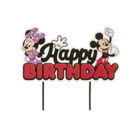 Disney Mickey en Minnie Mouse taart topper happy birthday 17,5 x 15 cm.