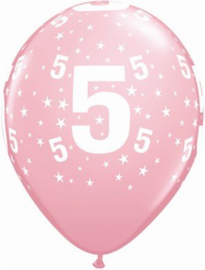 Leeftijd ballonnen 5 jaar roze ø 28 cm. 6 st.