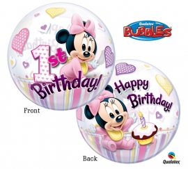 Disney Baby Minnie Mouse 1e verjaardag bubble ballon ø 56 cm.