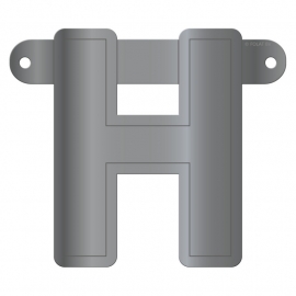 Banner letter H metallic zilver