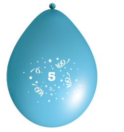 Ballonnen party licht blauw 5 jaar ø 33 cm. 6 st.