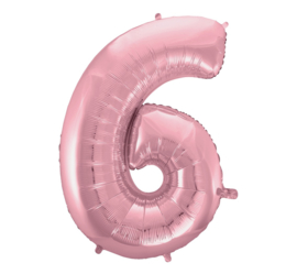 Folieballon cijfer 6 roze 92 cm.