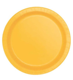 Gele wegwerp bordjes ø 21,9 cm. 16 st.