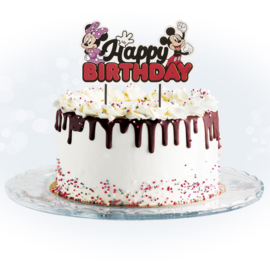 Disney Mickey en Minnie Mouse taart topper happy birthday 17,5 x 15 cm.