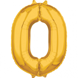 Folieballon cijfer 0 goud 50 x 66 cm. (Amscan)