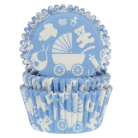 Geboorte cupcake vormpjes blauw ø 5 cm. 50 st.