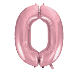 Folieballon cijfer 0 roze 92 cm.