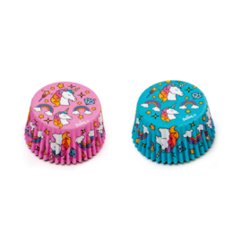 Eenhoorn cupcake vormpjes roze en blauw 36 st.