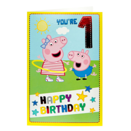 Peppa Pig happy birthday verjaardagskaart You're 1