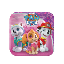 Paw Patrol Pink gebakbordjes FSC 18 cm. 8 st.