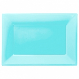 Turquoise wegwerp serveerschalen set 32 x 23 cm. 3 st.