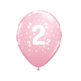 Leeftijd ballonnen 2 jaar roze ø 28 cm. 6 st.