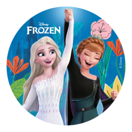 Disney Frozen eetbare taart decoratie Elsa en Anna ø 15,5 cm.