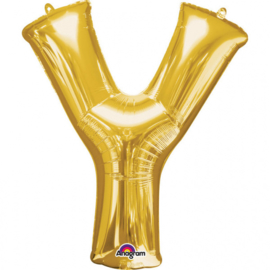 Folieballon letter Y goud 76 x 86 cm. (Amscan)