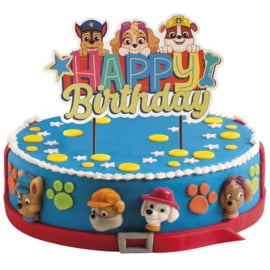 Paw Patrol taart topper happy birthday 17,5 x 15 cm.