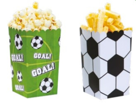 Voetbal popcorn doosjes 7 x 7 x 14 cm. 6 st.