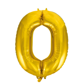 Folieballon cijfer 0 goud 86 cm.