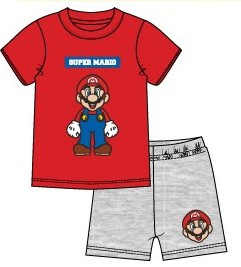 Super Mario Bros shortama grijs - rood mt. 152