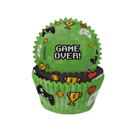 Gamer cupcake vormpjes Game Over! ø 5 cm. 75 st.