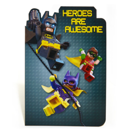 Lego verjaardagskaart Heroes Are Awesome
