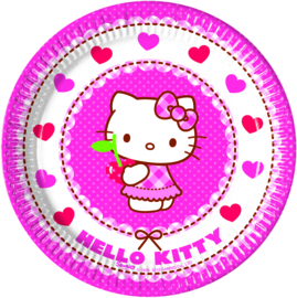 Hello Kitty Hearts gebakbordjes ø 19,5 cm. 8 st.