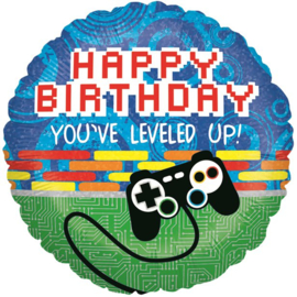 Happy birthday You've Leveled Up!  folieballon ø 46 cm.