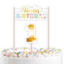 Happy Birthday 1e verjaardag taart decoratie