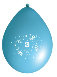 Ballonnen party licht blauw 3 jaar ø 33 cm. 6 st.