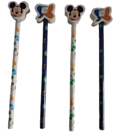 Disney Mickey Mouse & Donald regenboog kleurpotlood met gum 4 st.