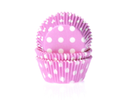 Roze met witte stippen cupcake vormpjes 50 st.