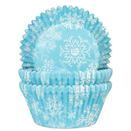 Sneeuwkristal blauwe cupcake vormpjes ø 5 cm. 50 st.