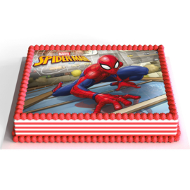 Spiderman eetbare taart decoratie 14,8 x 21 cm.