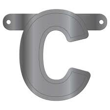 Banner letter C metallic zilver
