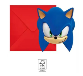 Sonic uitnodigingen 6 st.