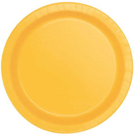 Gele wegwerp bordjes ø 21,9 cm. 8 st.