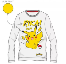 Pokémon longsleeve wit Pika mt. 128 (klein vlekje in print)