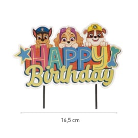 Paw Patrol taart topper happy birthday 17,5 x 15 cm.