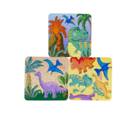 Dino Traktatie Met Puzzel en Dino 3-delig (met traktatiesticker naar keuze)