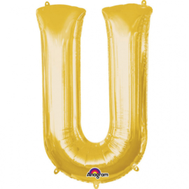 Folieballon letter U goud 58 x 83 cm. (Amscan)