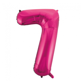 Folieballon cijfer 7 fuchsia 86 cm.