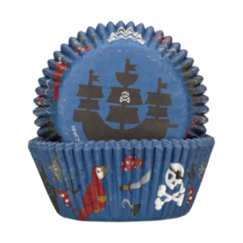 Piraten cupcake vormpjes donker blauw ø 5 cm. 48 st.