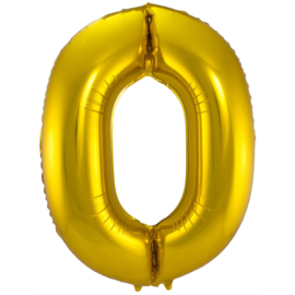 Folieballon cijfer 0 goud (Folat) 86 cm.