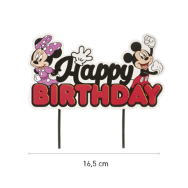 Disney Mickey en Minnie Mouse taart topper happy birthday 17,5 x 15 cm.