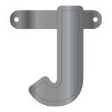 Banner letter J metallic zilver