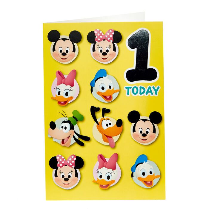 Azië bereik prototype Disney Mickey Mouse and friends verjaardagskaart 1 jaar | Disney Mickey  Mouse feestartikelen | Magic Moments For Kids